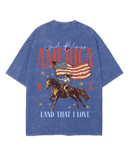 God Bless America Double Sided Unisex Washed Christian T-shirt