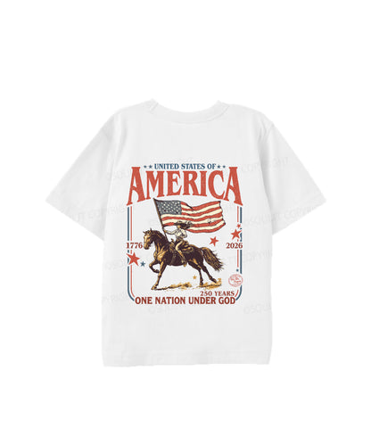 Kids One Nation Under God Double Sided Cotton Christian T-shirt