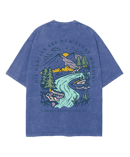 His Mercies Are New Every Morning Double Sided Unisex Washed Christian T-shirt