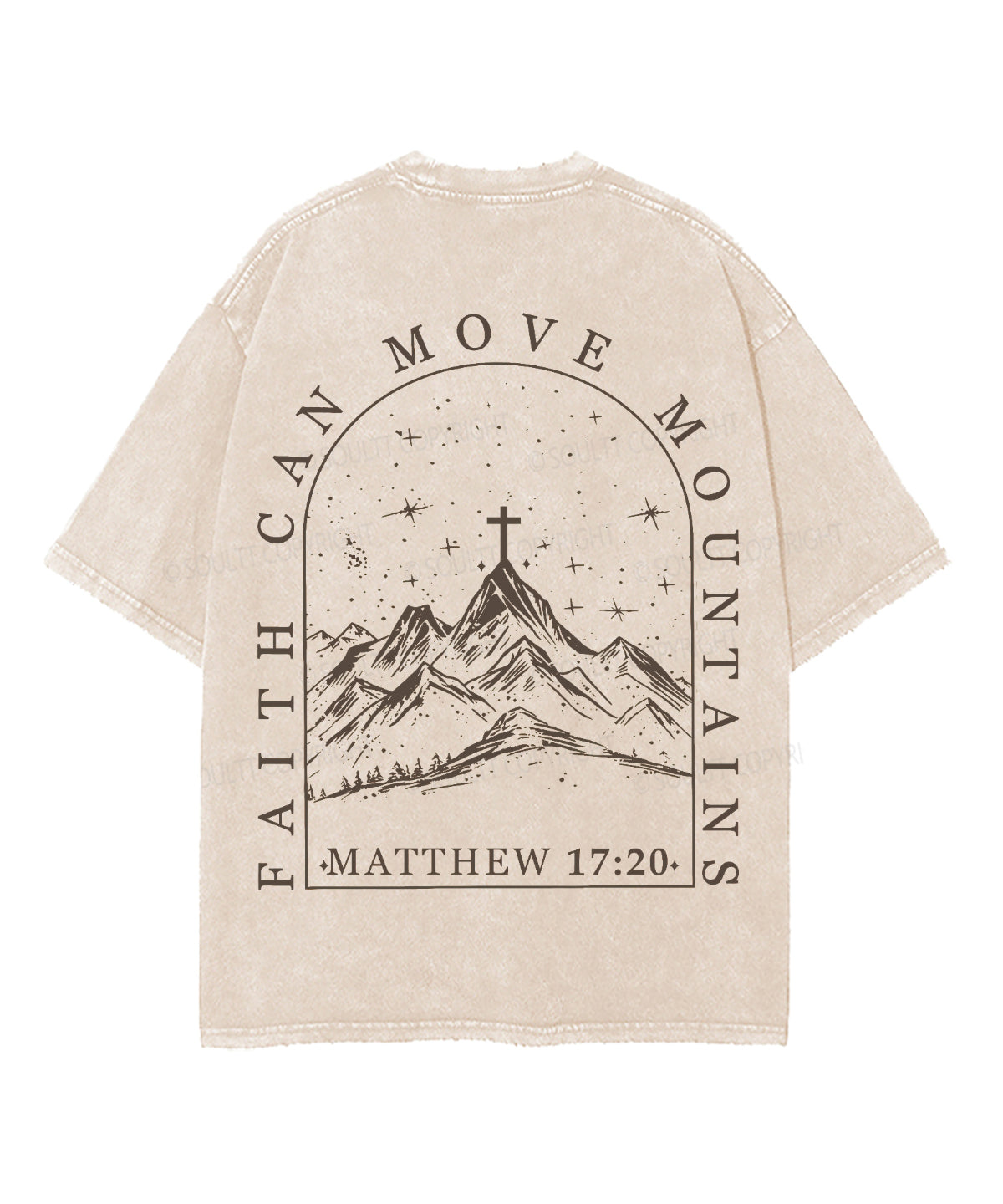 Faith Can Move Mountains Double Sided Unisex Washed Christian T-shirt