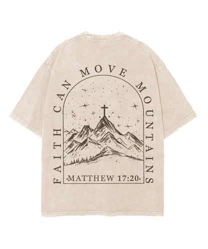 Faith Can Move Mountains Double Sided Unisex Washed Christian T-shirt