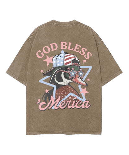 God Bless America Double Sided Unisex Washed Christian T-shirt