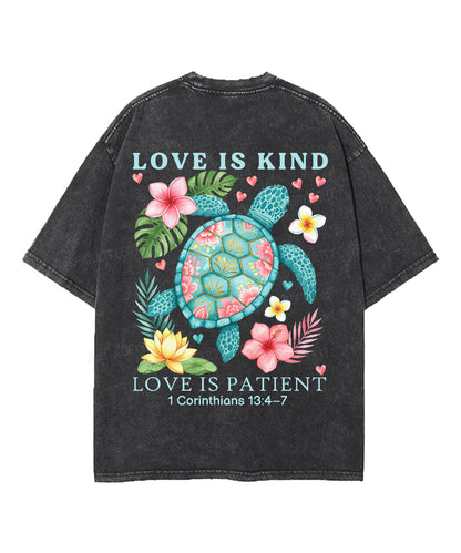 Love Is Kind Double Sided Unisex Washed Christian T-shirt