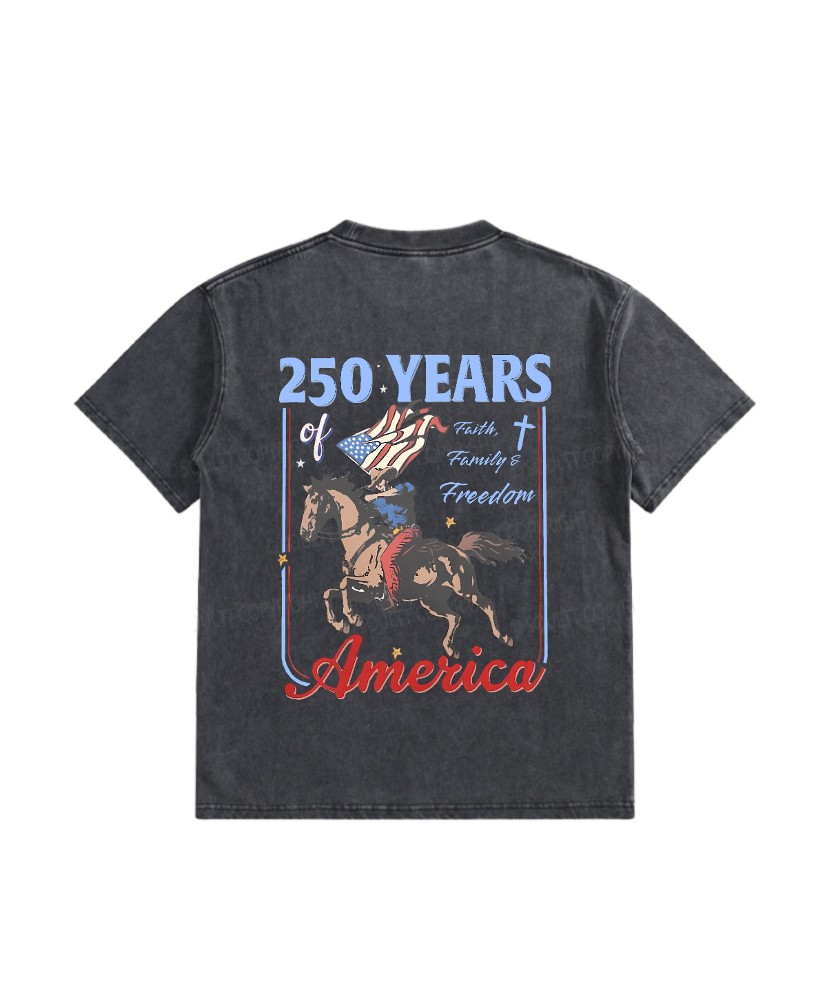 Kids 250 Years America Anniversary Double Sided Washed Christian T-shirt