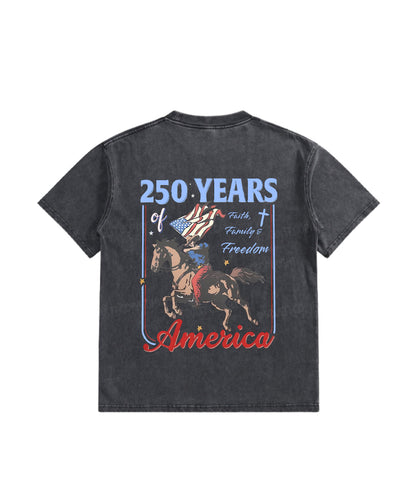Kids 250 Years America Anniversary Double Sided Washed Christian T-shirt