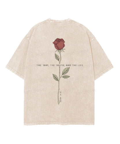 The Way , The Truth, And The Life Double Sided Unisex Washed Christian T-shirt