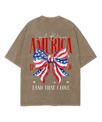 God Bless America Double Sided Unisex Washed Christian T-shirt