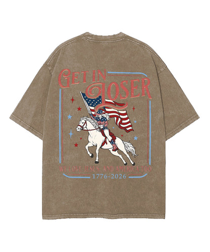 We Love Jesus,And America Too Double Sided Unisex Washed Christian T-shirt