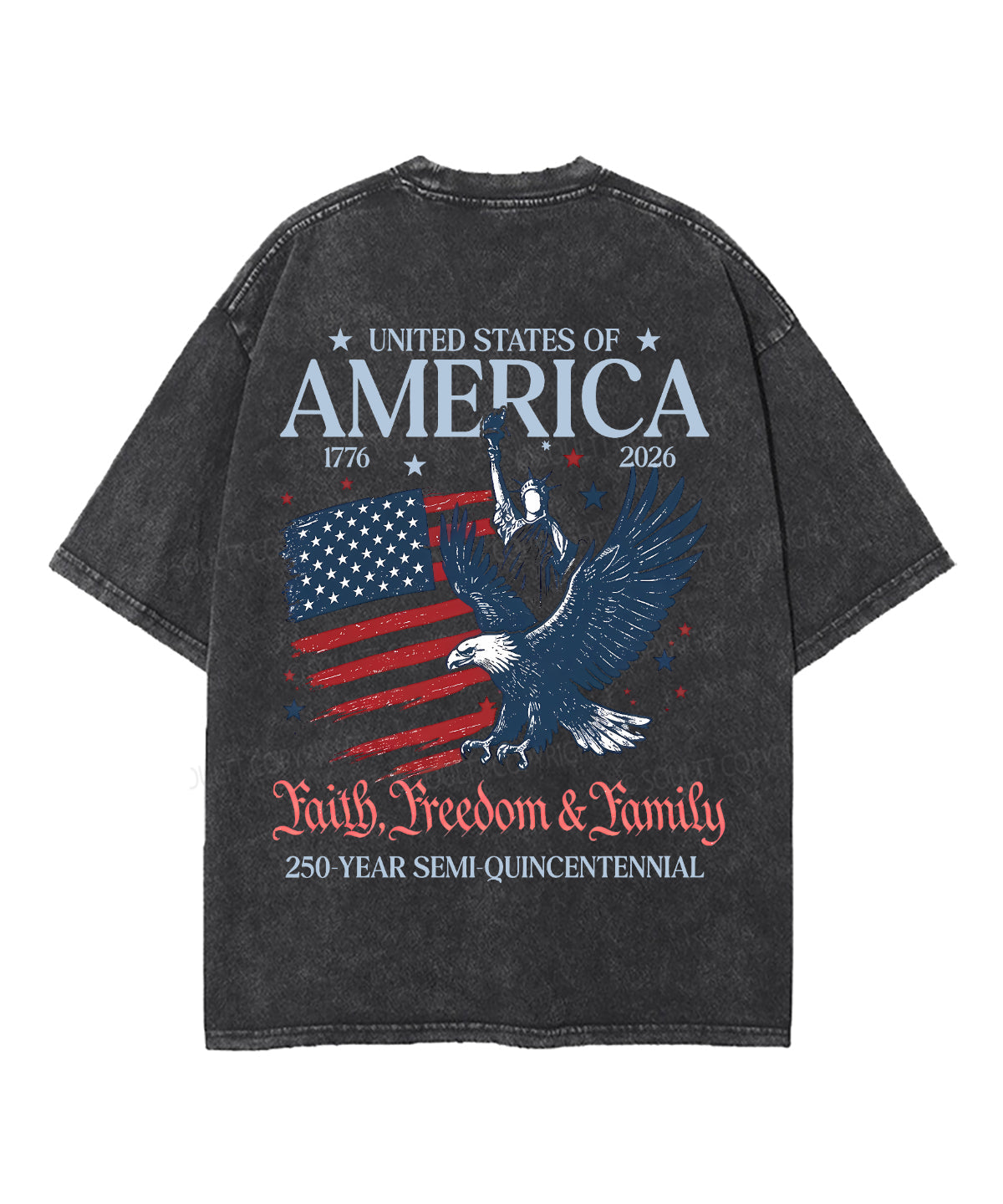 250 Years America Anniversary Double Sided Unisex Washed Christian T-shirt