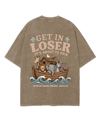 It's About To Rain We're Not Missing This Boat Double Sided Unisex Washed Christian T-shirt