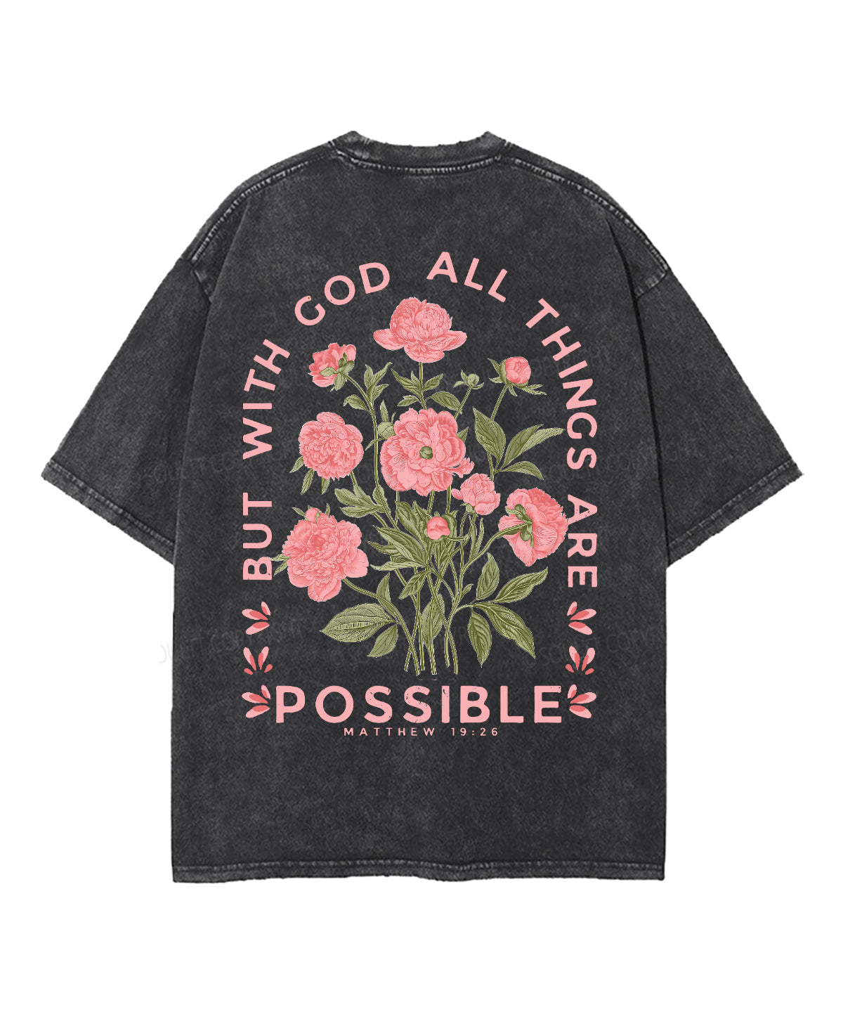 But With God All Things Are Possible Double Sideed Unisex Washed Christian T-shirt