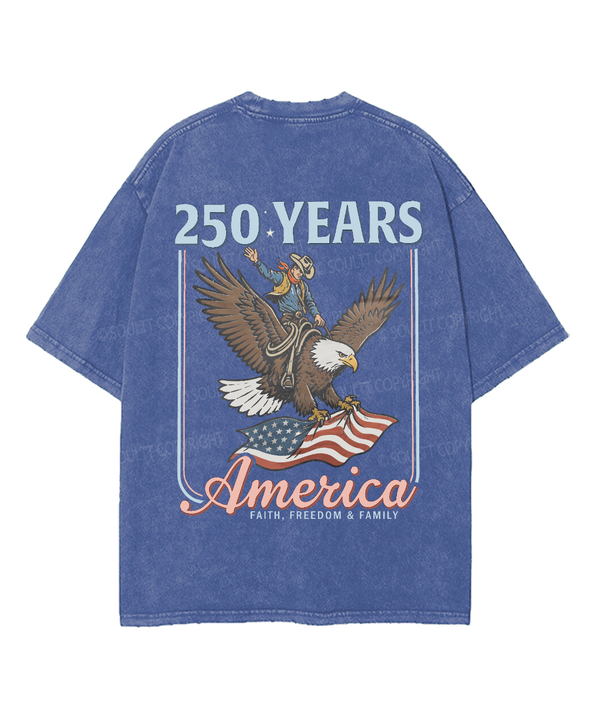 250 Years America Anniversary Double Sided Unisex Washed Christian T-shirt