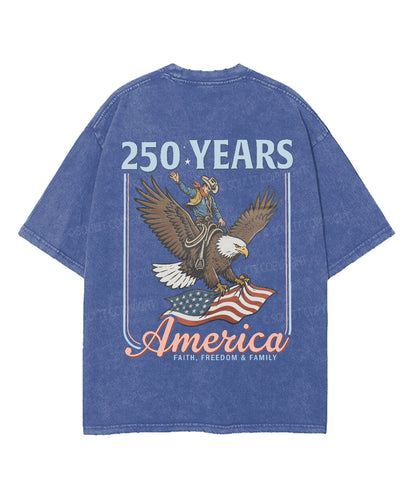 250 Years America Anniversary Double Sided Unisex Washed Christian T-shirt