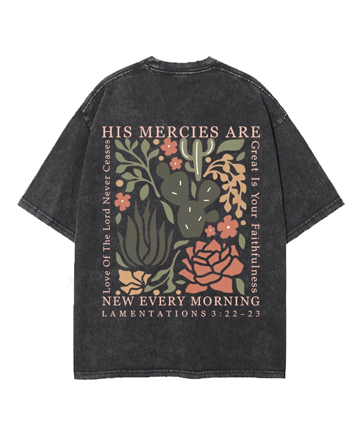 His Mercies Are New Every Morning Double Sided Unisex Washed Christian T-shirt