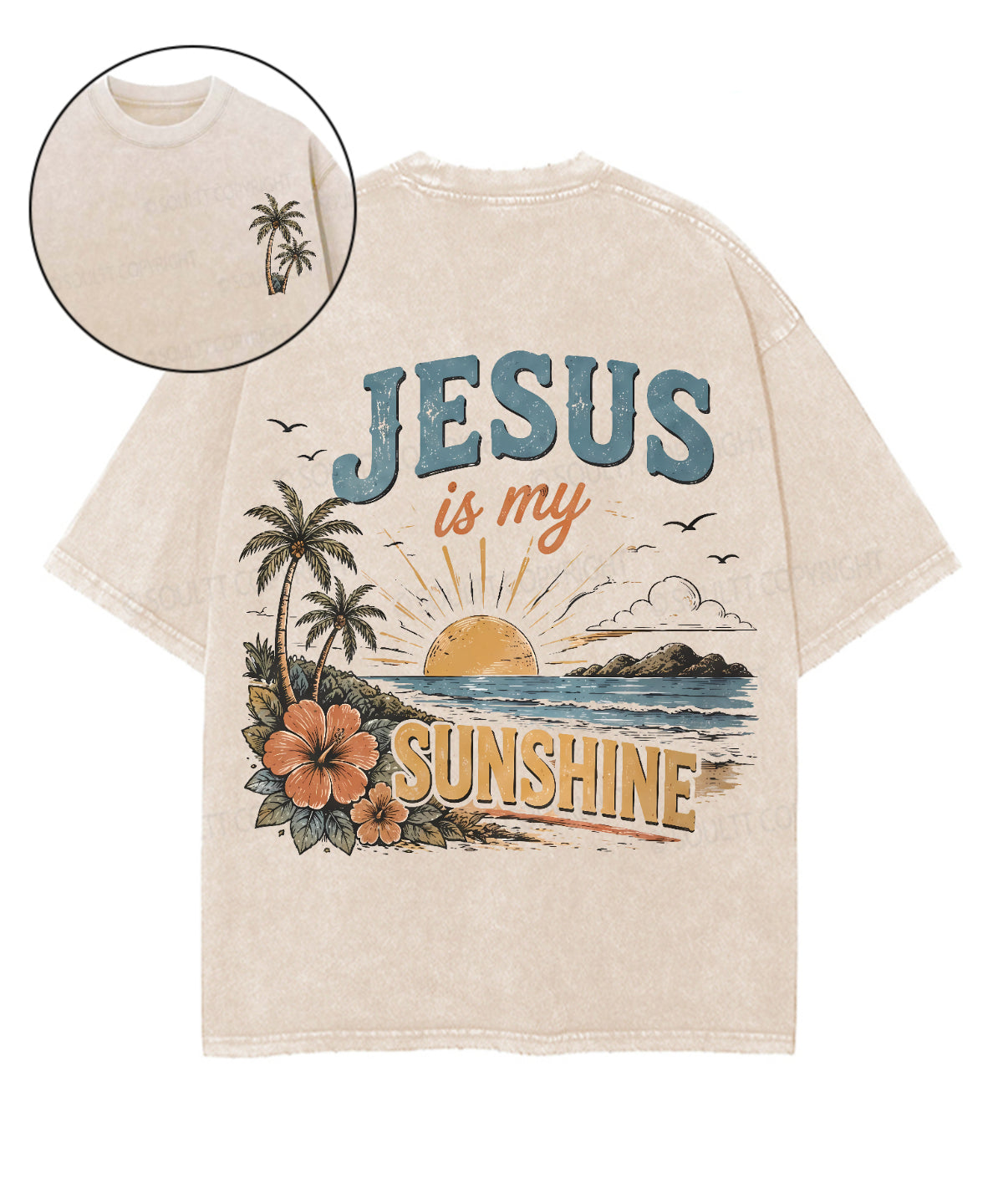 Jesus Is My Sunshine Double Sided Unisex Washed Christian T-shirt