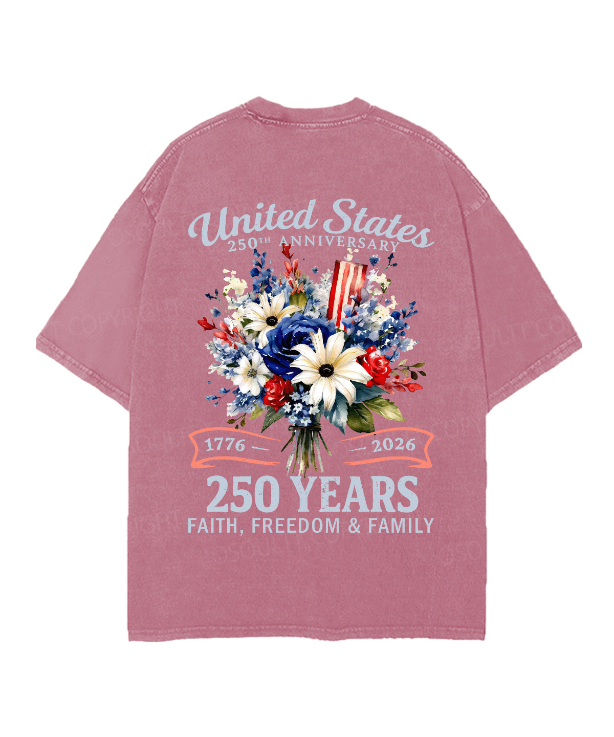250 Years America Anniversary Double Sided Unisex Christian Washed T-Shirt & Shorts