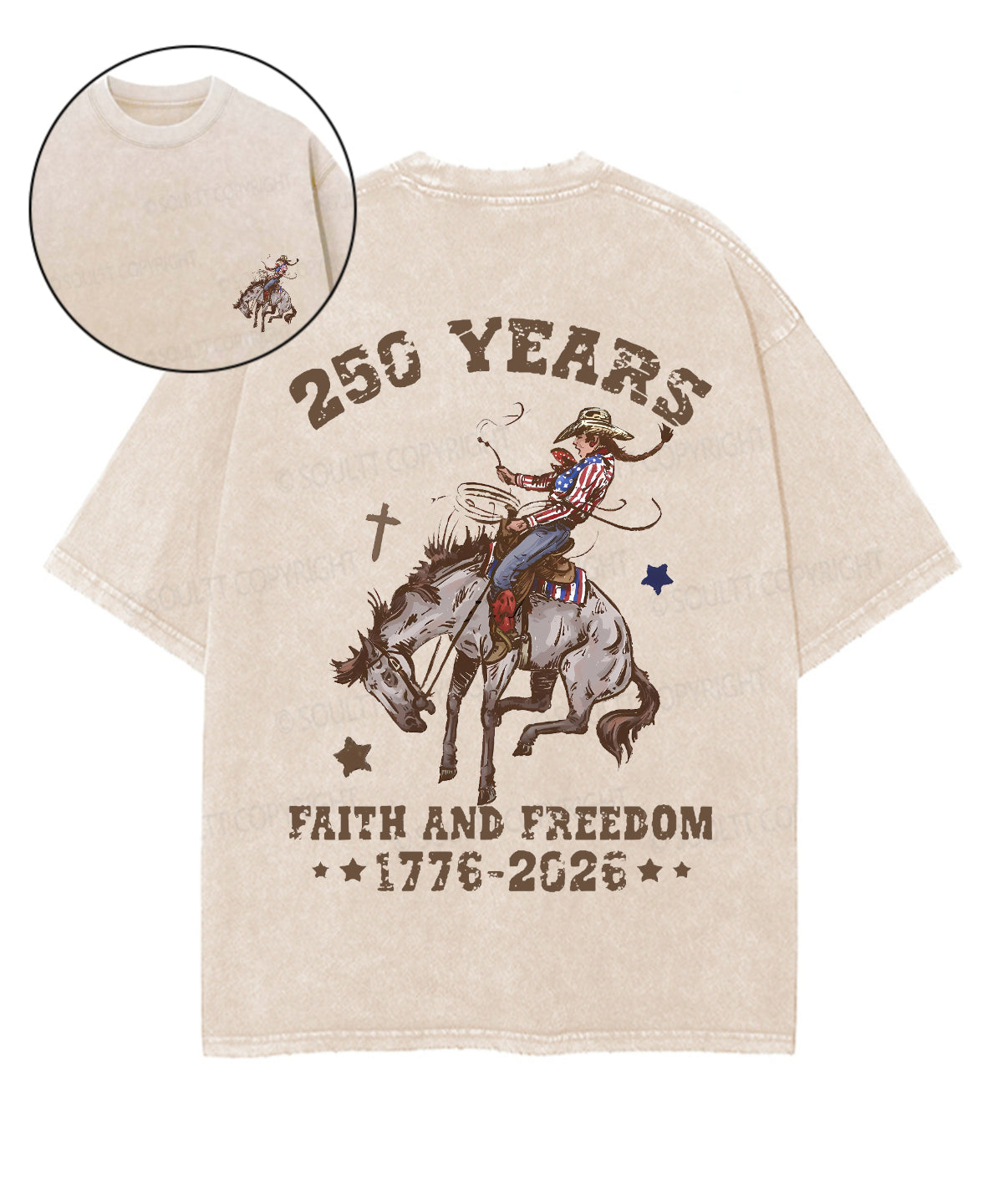 250 Years America Anniversary Double Sided Unisex Washed Christian T-shirt