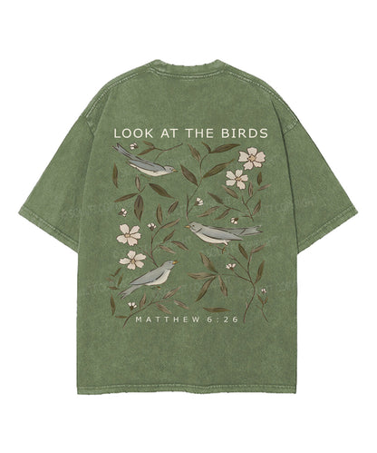 Look At The Birds Double Sided Unisex Washed Christian T-shirt