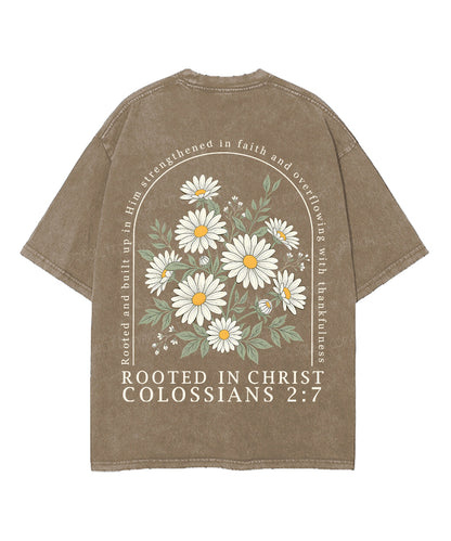 Rooted In Christ Double Sided Unisex Washed Christian T-shirt