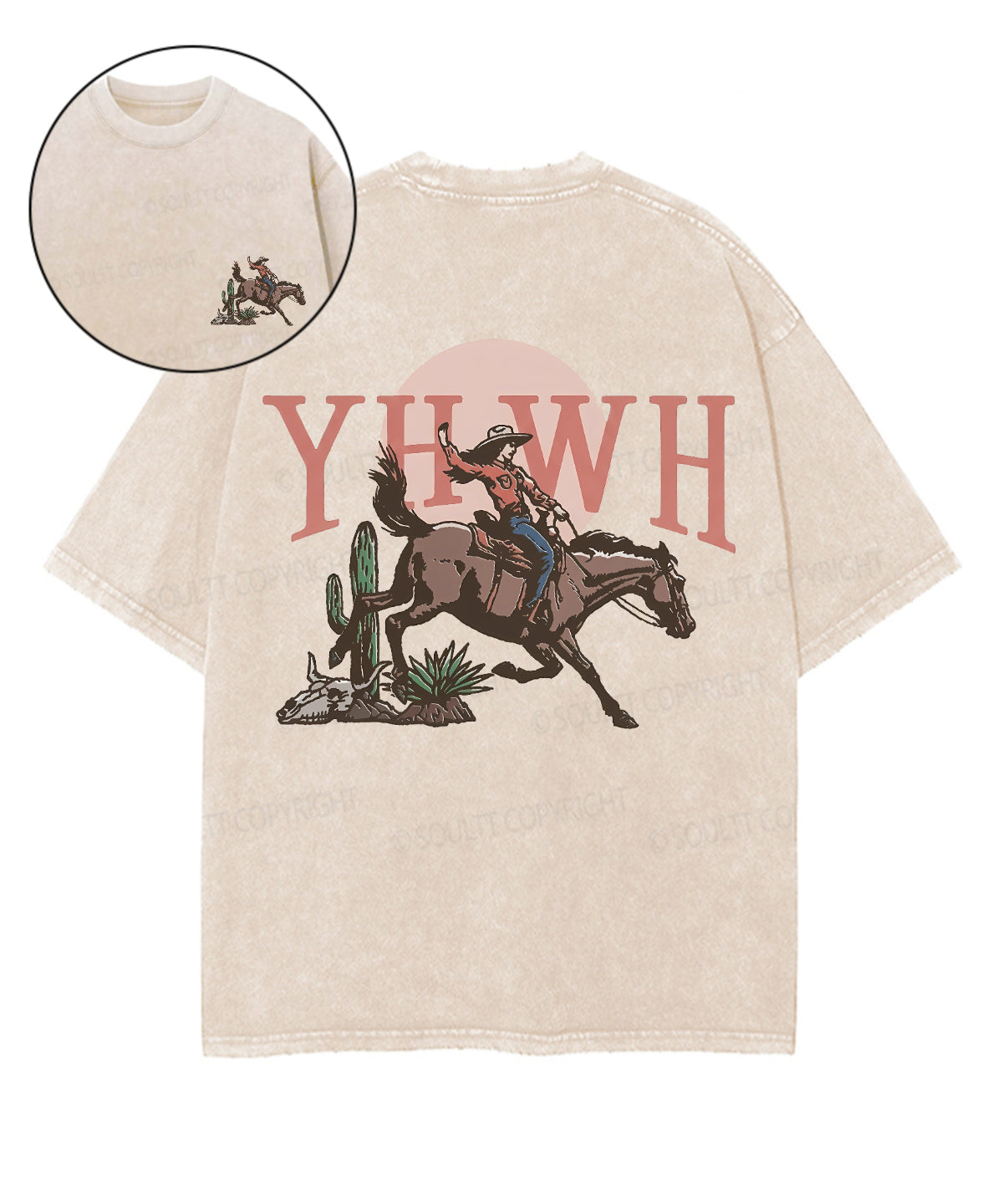 YHWH Double Sided Unisex Washed Christian T-shirt
