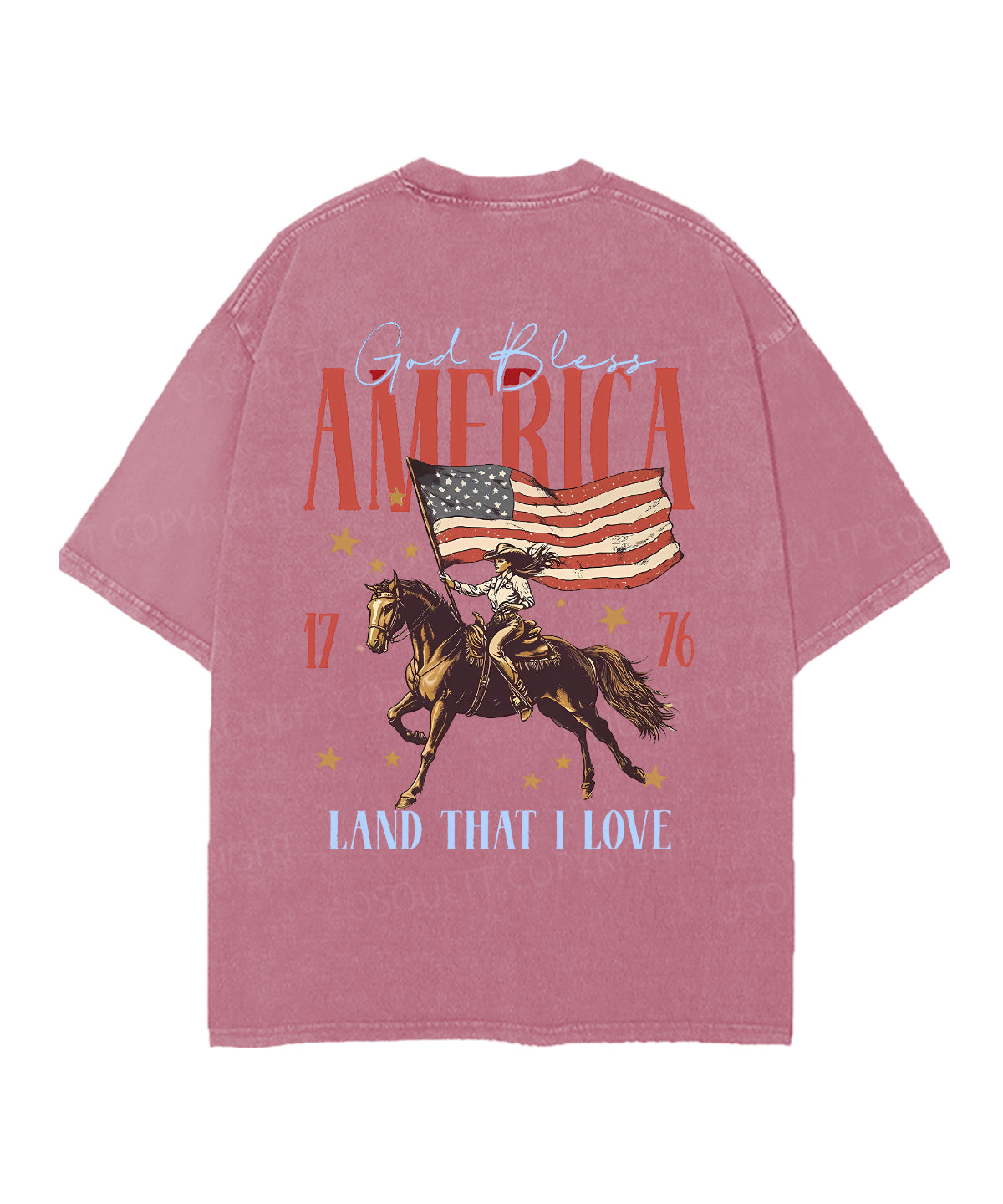 God Bless America Double Sided Unisex Christian Washed T-Shirt & Shorts