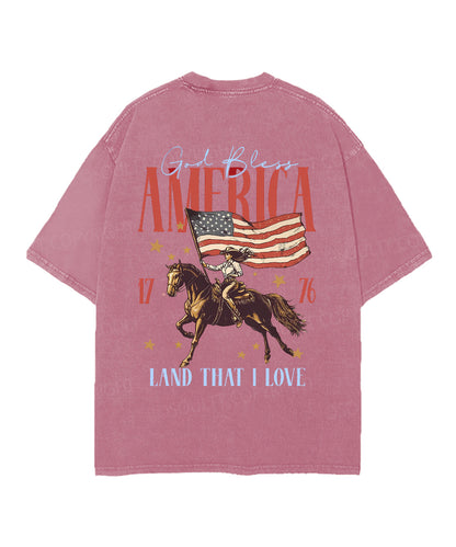 God Bless America Double Sided Unisex Christian Washed T-Shirt & Shorts