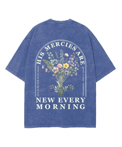 His Mercies Are New Every Morning Double Sided Unisex Washed Christian T-shirt