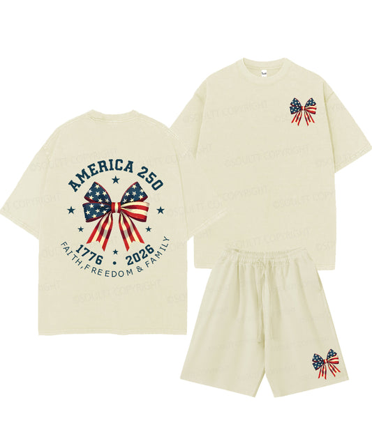 250 Years America Anniversary Double Sided Unisex Christian Washed T-Shirt & Shorts