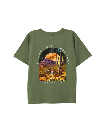 Kids Riding With Purpose Double Sided Cotton Christian T-shirt
