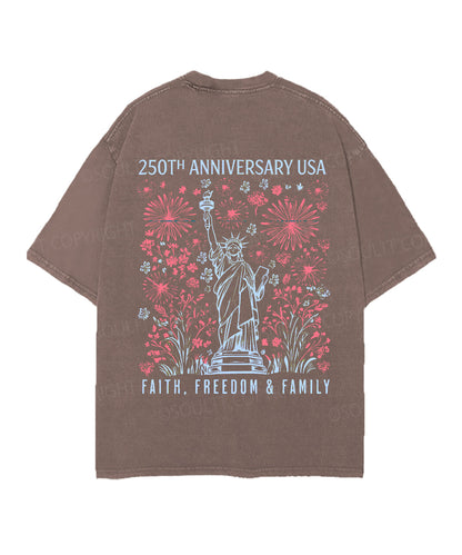 250 Years America Anniversary Double Sided Unisex Christian Washed T-Shirt & Shorts