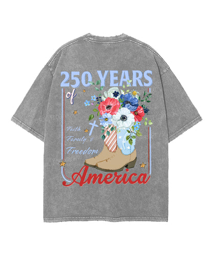 250 Years America Anniversary Double Sided Unisex Washed Christian T-shirt