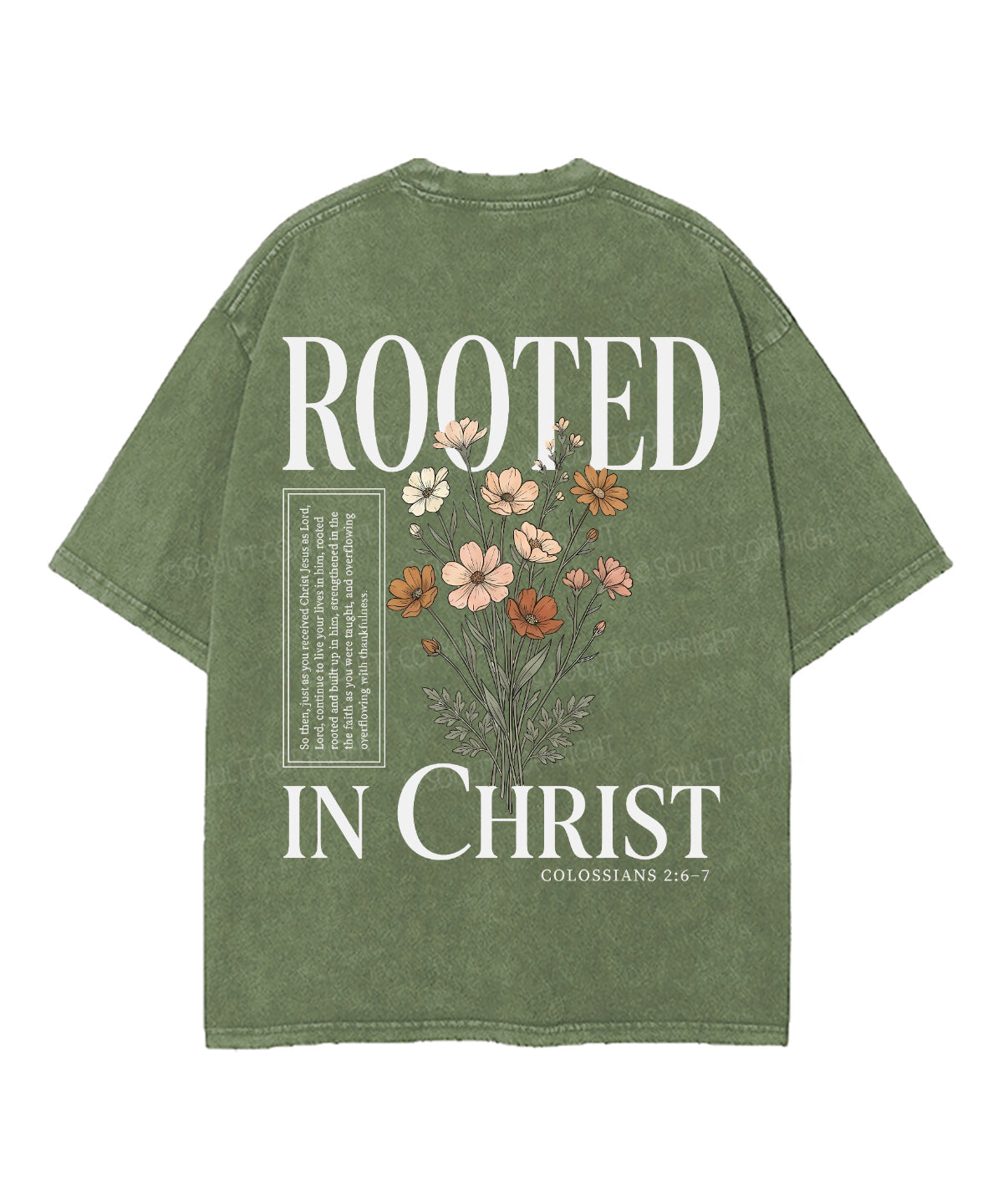 Rooted In Christ Double Sided Unisex Washed Christian T-shirt