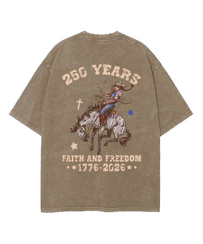 250 Years America Anniversary Double Sided Unisex Washed Christian T-shirt