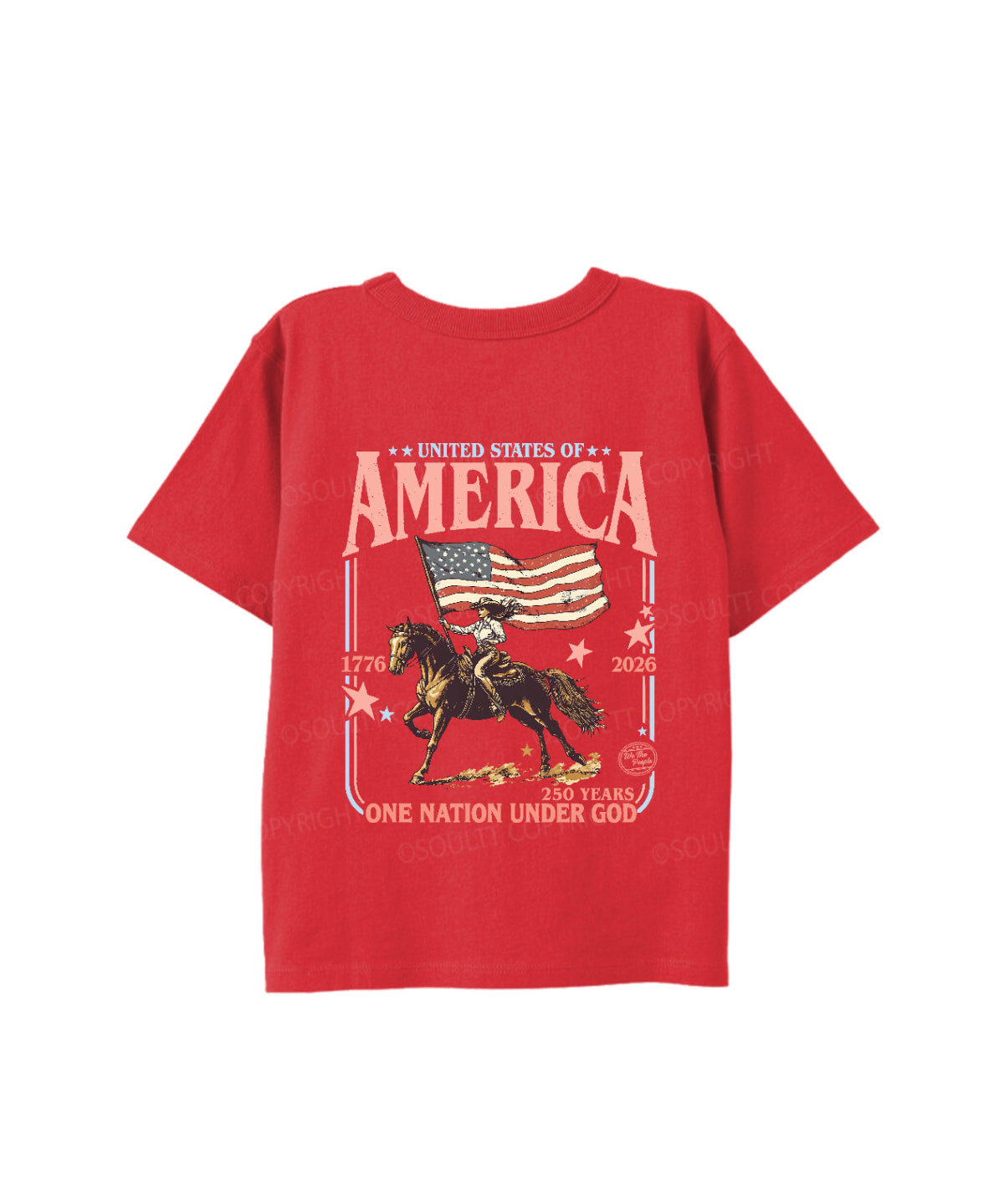 Kids One Nation Under God Double Sided Cotton Christian T-shirt