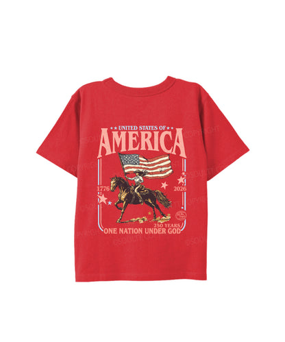 Kids One Nation Under God Double Sided Cotton Christian T-shirt