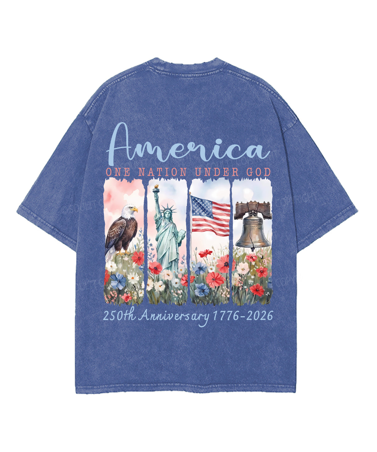 One Nation Under God Double Sided Unisex Washed Christian T-shirt