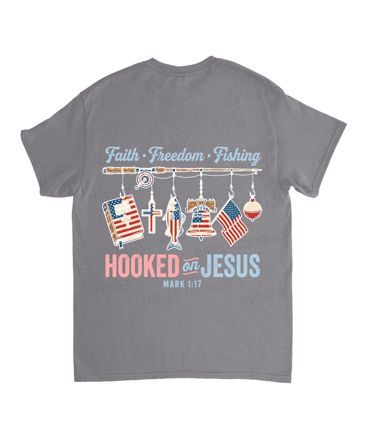Hooked On Jesus Double Sided Unisex Cotton Christian T-Shirt
