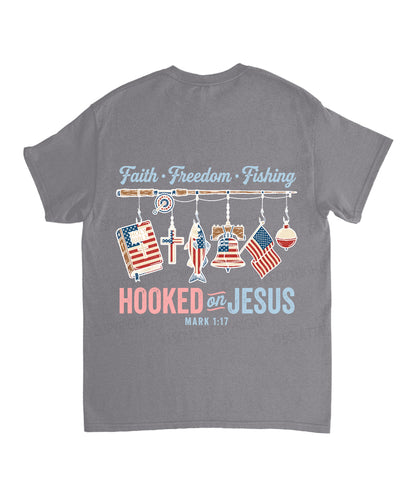 Hooked On Jesus Double Sided Unisex Cotton Christian T-Shirt