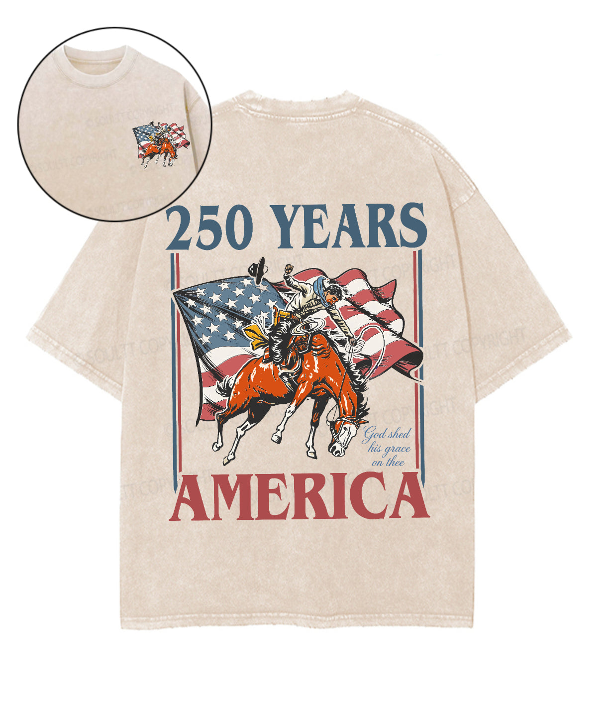 250 Years America Anniversary Double Sided Unisex Washed Christian T-shirt