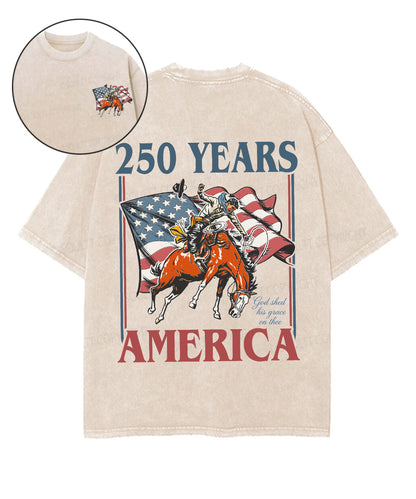 250 Years America Anniversary Double Sided Unisex Washed Christian T-shirt