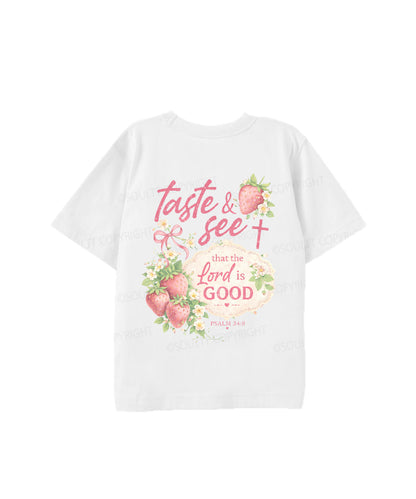 Kids The Lord Is Good Double Sided Cotton Christian T-shirt