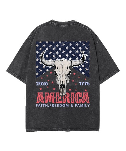 250 Years America Anniversary Double Sided Unisex Washed Christian T-shirt