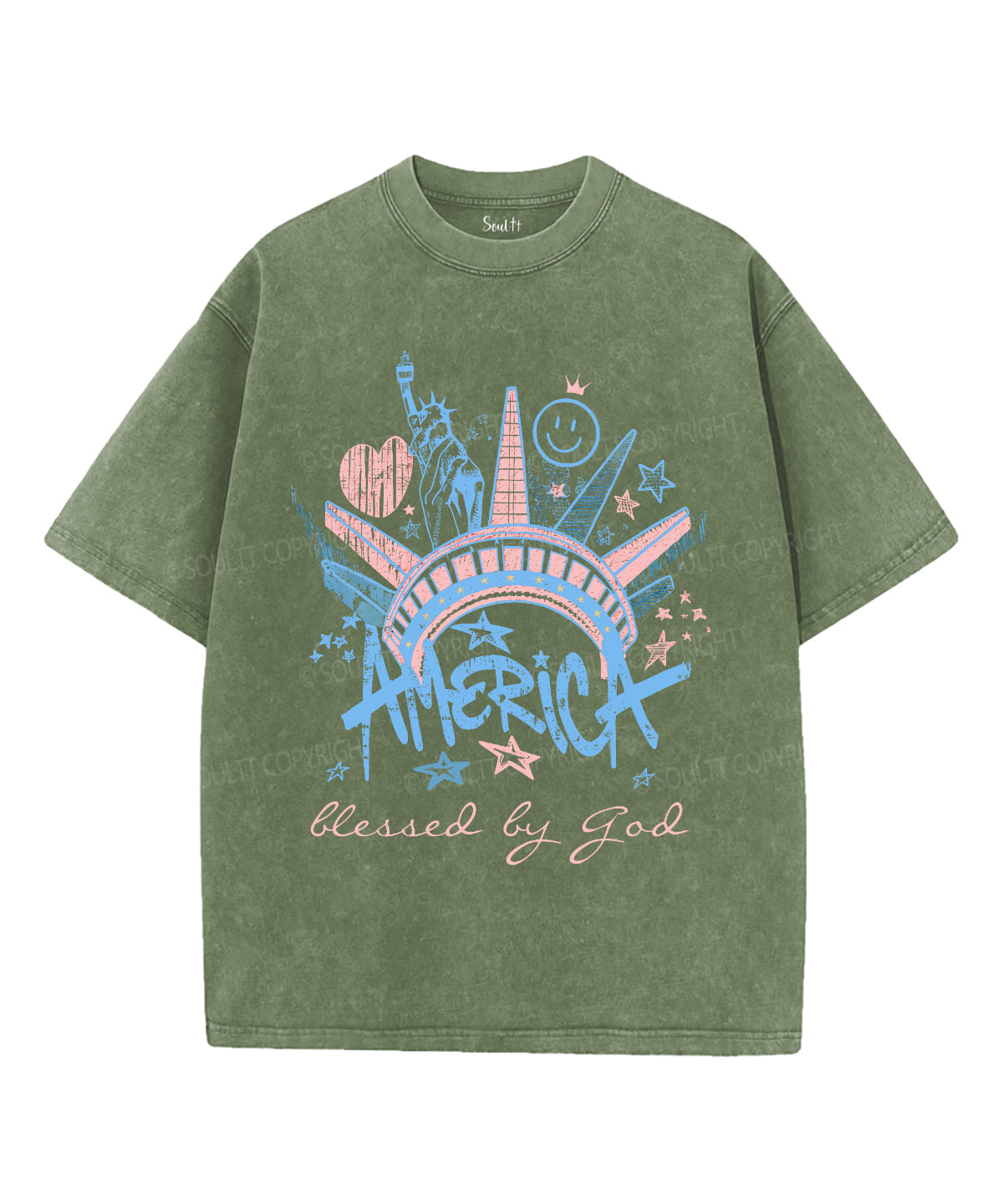Blessed By God Unisex Washed Christian T-shirt