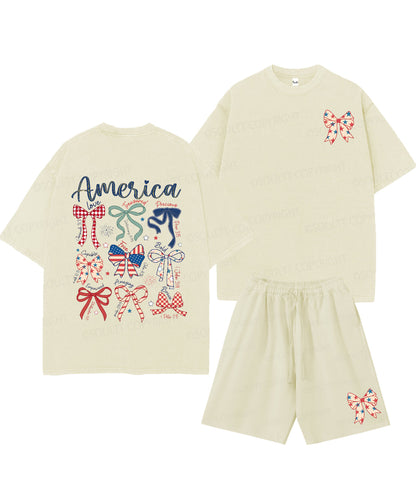 America Double Sided Unisex Christian Washed T-Shirt & Shorts