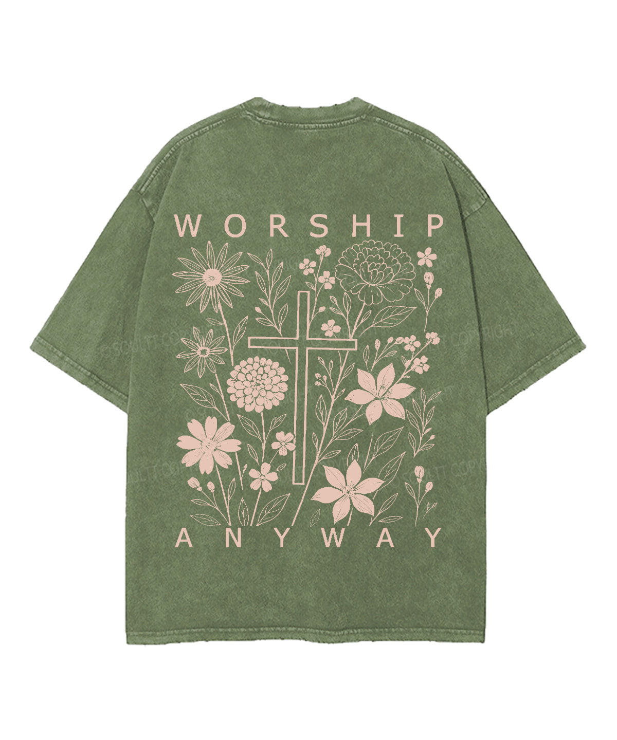 Worship Anyway Double Sided Unisex Washed Christian T-shirt