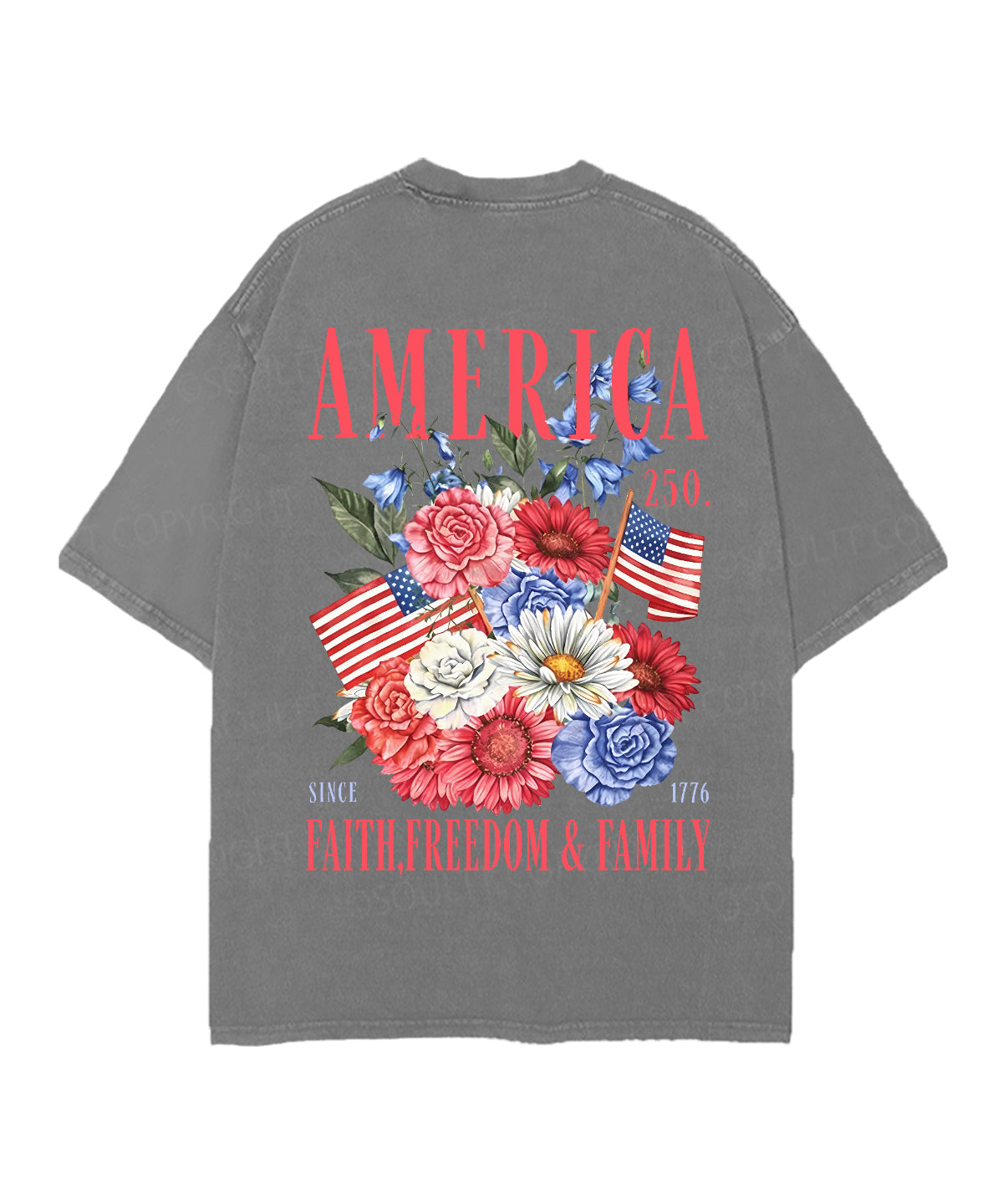 250 Years America Anniversary Double Sided Unisex Christian Washed T-Shirt & Shorts