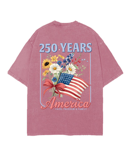 250 Years America Anniversary Double Sided Unisex Christian Washed T-Shirt & Shorts
