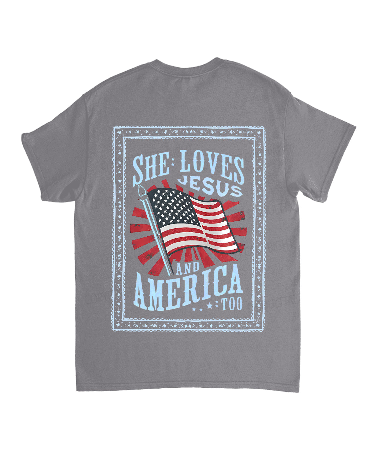She Loves Jesus And America Too Double Sided Unisex Washed Christian T-shirt