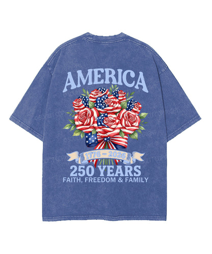 250 Years America Anniversary Double Sided Unisex Washed Christian T-shirt