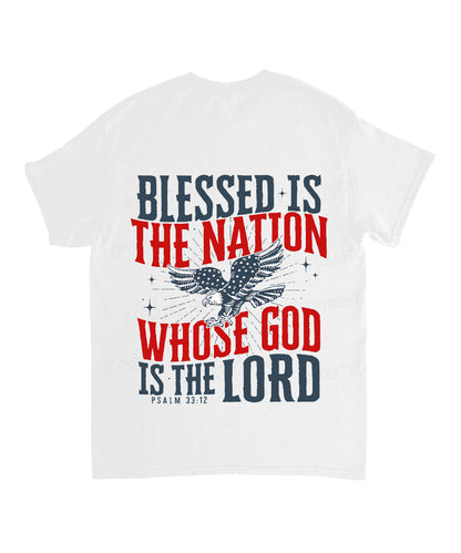 Blessed Is The Nation Whose God Is The Lord Double Sided Unisex Cotton Christian T-Shirt